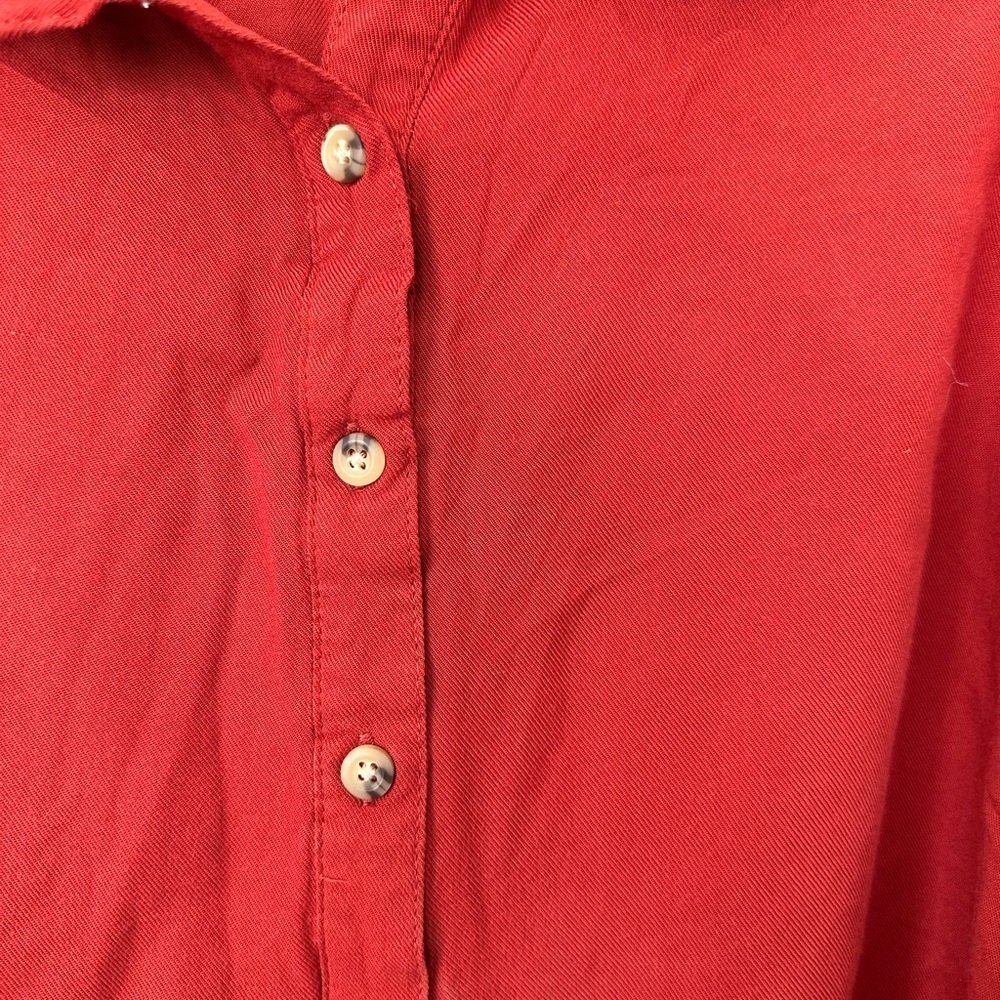 Copper Key Rise Orange Ruffle Collar Botton Down Cropped Longsleeve Blouse - Picture 2 of 4